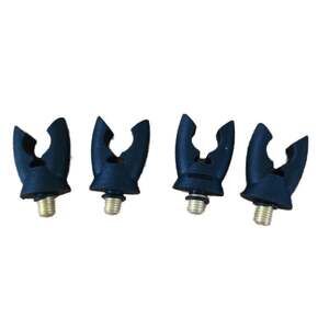 Set of 4 Black Plastic U-Shaped Fishing Rod Rest Heads with Brass Screw Threads